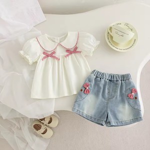 Nouvelles tenues d'été pour enfants, ensembles de vêtements en coton pour enfants avec t-shirt, jupe en jean, pantalon et débardeur pour garçons et filles - Product Image 6