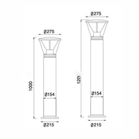Lampadaire LED en aluminium moulé sous pression 5W 12W, revêtement poudré noir, étanche IP65, détecteur de mouvement, garantie 5 ans, éclairage de jardin