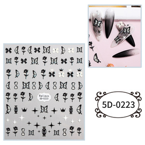 Pegatinas de uñas Relievo 5D con diseño de mariposa y flor, calcomanías para decoración de uñas DIY para mujeres, decoraciones de manicura 5D-0226 - Product Image 5
