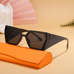 Lunettes de soleil tendance pour femmes, monture large rectangulaire, verres PC UV400, style Instagram, streetwear, origine Taizhou HRH-12129 - Product Image 5