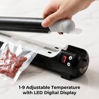 Scelleuse manuelle à impulsion 125W, machine de thermoscellage plastique portable, scelleuse alimentaire à main avec écran LED et température réglable