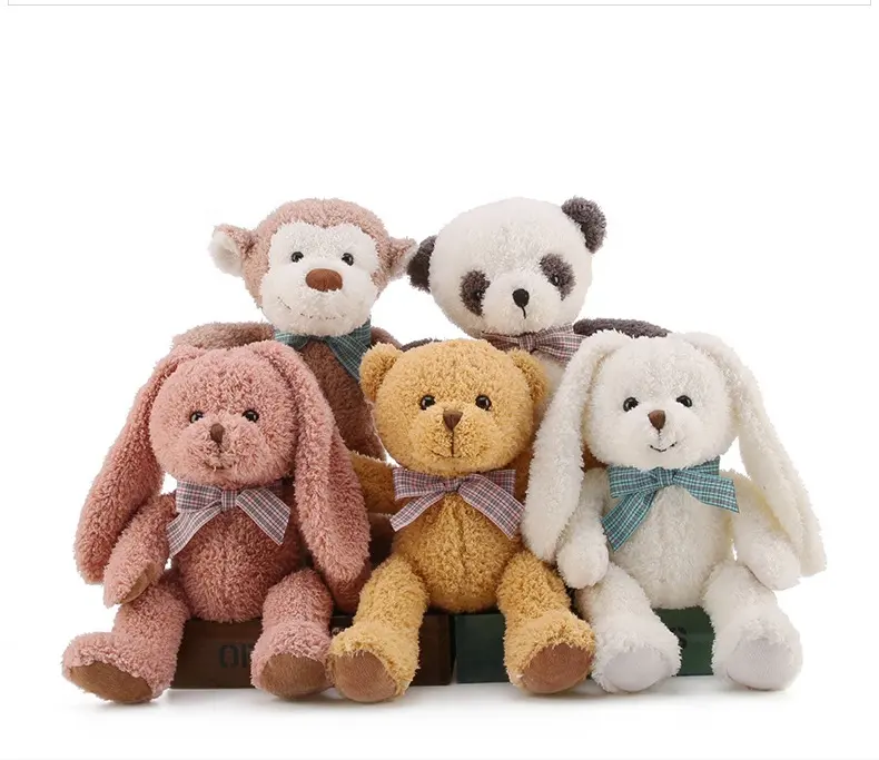 Peluches Low Moq juguetes de peluche personalizados 32cm venta directa de fábrica animales muñecas Mono/Panda/conejo/oso Peluches Juguetes para chico