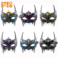 Masque de fête tendance en PVC peint et orné de strass métalliques, roi démon, fête dansante d'amitié en plusieurs couleurs, vente en gros
