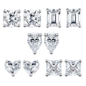 <span class=keywords><strong>Orecchini</strong></span> in Argento S925 Placcato <span class=keywords><strong>Oro</strong></span> <span class=keywords><strong>Bianco</strong></span> 18k con Moissanite VVS1 <span class=keywords><strong>di</strong></span> Tutte le Misure Melee a Prezzo Scontato all'Ingrosso con Certificato GRA - Product Image 4