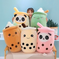Boneka Plush Cangkir Boba Milk Tea dengan Isian Kapas Super Lembut Bahan Poliester Aksesoris Dapat Dicuci