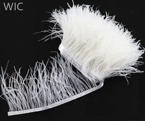 Bulu Burung Unta Putih Celup 10-15Cm Bulu Hiasan Pinggir Bulu untuk Tas Tangan, Garmen