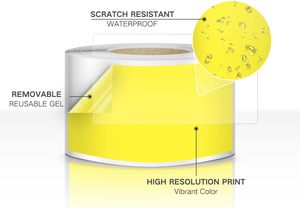 Autocollants de sol rectangulaires réutilisables en vinyle de 3*5 pouces, 200 pièces, étiquettes nominatives jaunes fluorescentes, rouleau, codage de parfum en PVC UV - Product Image 2
