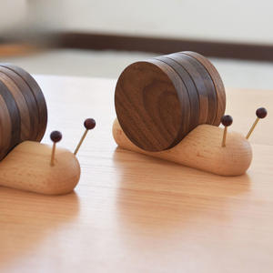 Posavasos de madera maciza de nogal negro con diseño de caracol, tapete aislante para ceremonia del té, regalo creativo y cultural. - Product Image 1
