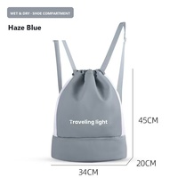 Sac à dos de sport en polyester pour femme et homme, sac de natation et de gym portable avec compartiment à chaussures, poche étanche et bandoulière réglable