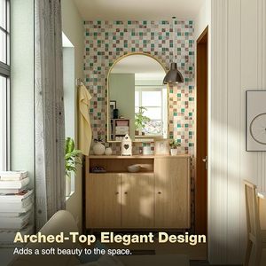 Vàng Vòng Nhôm Tường Gương Với Brass Kim Loại Khung Art Deco Thiết Kế Cho Phòng Tắm Phòng Khách Phòng Ngủ Lò Sưởi Lối Vào - Product Image 2