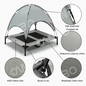 Cama Elevada para Perros CanboPet, Resistente al Agua y Transpirable, con Toldo, para Exteriores - Product Image 4
