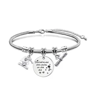 Ywganggu Hot Selling Fashion Customizable Lettering Jewelry Bracelet Stainless Steel Bracelet For Gift Graduation Season