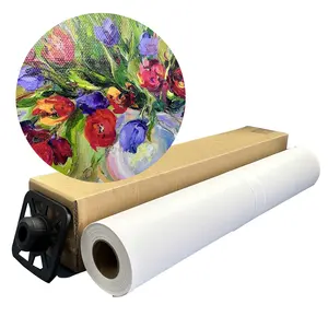 glossy China Factory Supply Digital Printing Inkjet Canvas Roll Inkjet Polyester Cotton Canvas
