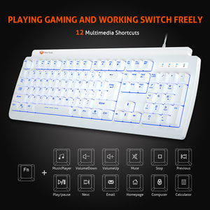 Meetion MT-K9000 Trắng RGB chiếu sáng thiết kế công thái học kích thước đầy đủ 104 phím chơi game có dây bàn phím màng - Product Image 5