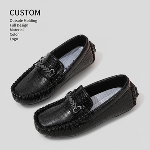 Mocassins en cuir pour enfants 2026, motif crocodile, chaussures habillées à enfiler, confortables, décontractées, vente en gros d'usine, conception personnalisée OEM - Product Image 1