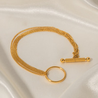 INS Style Double OT Fermoir 16K Or Acier Inoxydable Gland Chaîne Bracelet Pour Les Femmes