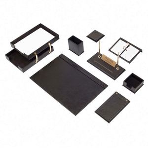 Ensemble d'organisateurs de bureau en cuir de luxe 10 pièces avec double plateau à documents - Product Image 5