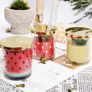Creatieve Glazen Pot Aardbei Ananas Watermeloen Kaarsen Woondecoratie Geurkaarsen