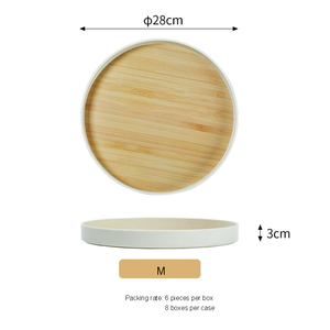 <b>Round</b> Shape Melamine Breakfast and Dinner Serving <b>Tray</b> Wooden Kitchen Items for Home Use - Product Image 5