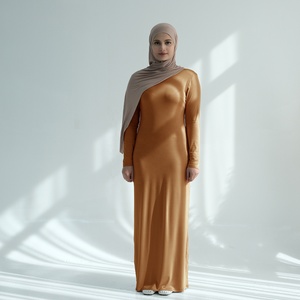 Robe longue à manches longues en coton modal extensible, tenue modeste pour femmes musulmanes, col rond, sous-vêtements arabes, vêtements de l'Aïd, vêtements islamiques, robe caftan turque - Product Image 1
