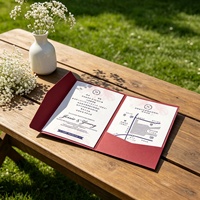 Invitations de mariage personnalisées pliables en trois parties de couleur rouge |   Faire-part de mariage chinois traditionnel « Double Bonheur » avec cartes d'invitation