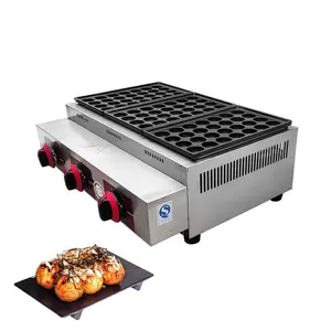 Tipo de gas Mini Pancake Fish Ball Máquina japonesa para hacer Takoyaki Máquina para hacer albóndigas de 3 platos