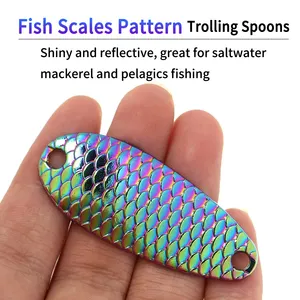 2.5/3.5/5/7/10/15g Fish Scales Pattern Trolling Spoons Hard Bait Metal Fishing Lure For Trout Pike Bass Salmon Saltwater Fishing