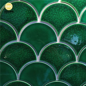 Piastrelle in Ceramica a Mosaico Verde Moderno Effetto Squama di Pesce, Piastrelle in Porcellana per Hotel, Bagno, <span class=keywords><strong>Cucina</strong></span>, Pavimenti e Pareti Interne - Product Image 3