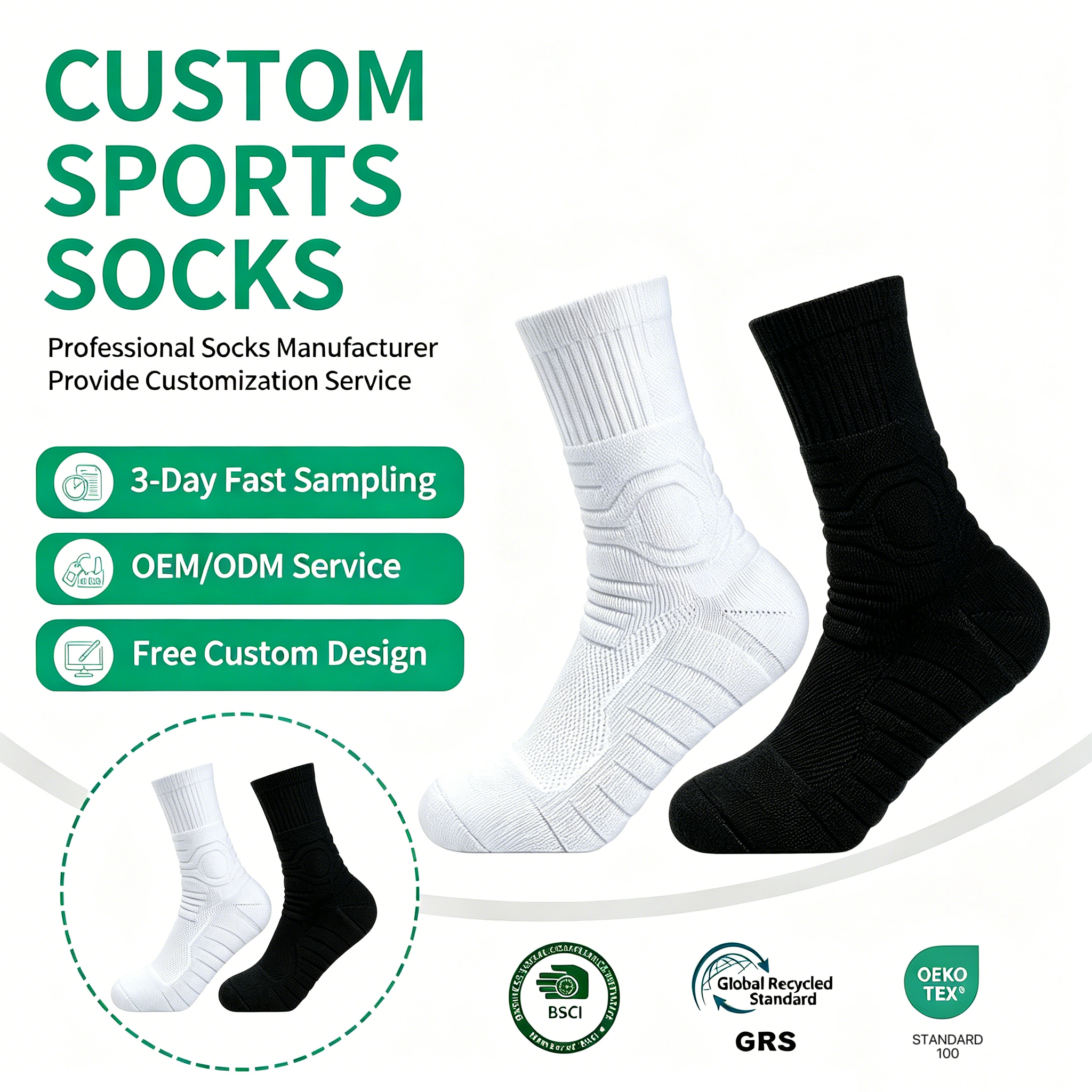 Men's Athletic Crew Socks Basketball Sports Socks Anti-Slip Anti-Odor Cushioned Terry Cotton Spandex Knitted Functional Socks