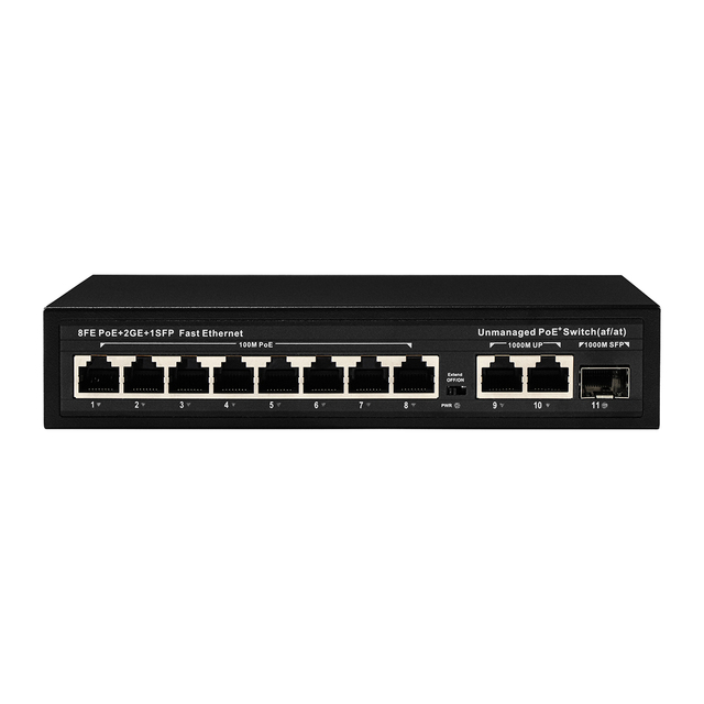 11 Port Copper SFP Uplink 10/100Mbps 120W 8 Port POE PSE Network Switch