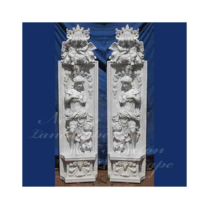 Modern Huis Decoratief Wit Marmer Granieten Poort Vierkante Pilaren Sculptuur En Kolom Ontwerp Met Vrouw Beelden - Product Image 3