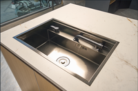 Dapur luar ruangan pulau BBQ untuk apartemen Villa papan aluminium baja nirkarat wastafel dasar lemari baja tahan karat granit