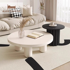 BLAINE Modernes cremeweißes gewelltes wolken förmiges Couchtisch-<span class=keywords><strong>Set</strong></span> für Home Office Farm house Woven Wood Marble Fiberglas-Tisch - Product Image 3