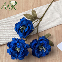 Longue fleur artificielle en soie à 3 têtes, type boule de neige, avec tige haute, pour arrangements de mariage et entrées