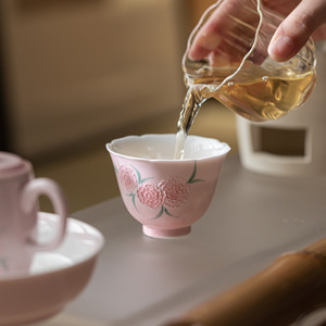 Guanlan Ceramic Master Cup Porcelain Floral Pattern Round <b>Tea</b> Cup For Kung Fu <b>Tea</b> <b>Set</b> Afternoon <b>Tea</b> Use - Product Image 3