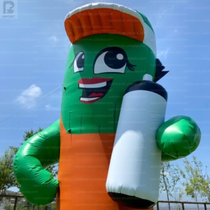 Mascotte gonflable géante de 3 m de haut, de qualité supérieure, en forme de cactus, avec logo personnalisé et bouteille publicitaire, modèle gonflable lumineux à LED pour la vente au détail - Product Image 3