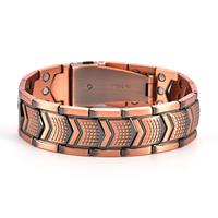 Bracelet Tibétain Géométrique Classique Hautement Poli, Design Trois Flèches Bio-Magnétique, en Cuivre Massif, Bijou Unisexe Tendance pour Cadeau