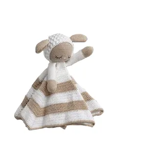 Хлопковое вязаное крючком одеяло для сонной Овцы мягкое набитое овечье мягкая овечья игрушка Первая игрушка для сна защитное одеяло