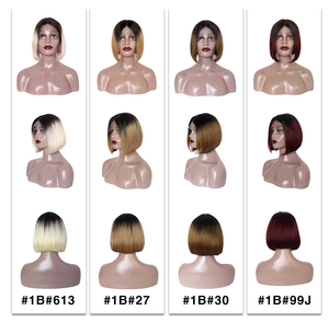 Rojo gris <span class=keywords><strong>corto</strong></span> 613 brasileño ombre bob la peluca frontal de encaje negro de las mujeres <span class=keywords><strong>Pelo</strong></span> Rizado color bob <span class=keywords><strong>Rubio</strong></span> peluca delantera de encaje de cabello humano - Product Image 2