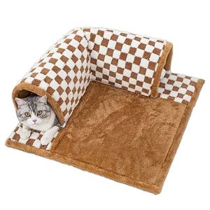 Nid tunnel pour chat confortable avec motif solide refuge fermé écologique pour toutes les saisons en ligne grotte de chat d'hiver chaud populaire - Product Image 1
