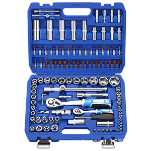 Juego de herramientas de reparación, caja azul con mango curvado de 72 dientes, funda de Llave de trinquete, 108 unidades - Product Image 2