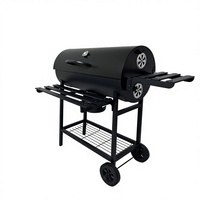 Barbecue fumoir robuste pour extérieur, grand modèle, au charbon de bois, en forme de baril, en vente