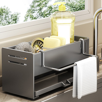 Support suspendu pour éponge et savon de lavabo, panier de drainage en acier inoxydable, support pour éponge de maquillage avec porte-serviettes, organiseur d'éponge
