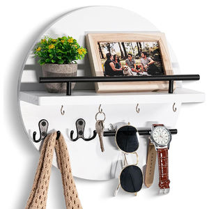 Llavero de madera Estante decorativo de pared-Ganchos para organizador de <span class=keywords><strong>correo</strong></span> de entrada Baño Sala de estar para bolsa Almacenamiento de ropa Metal - Product Image 5