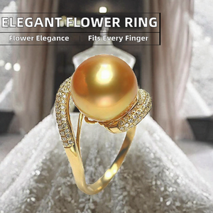 Bague ajustable en perles plaquée or, laiton et zircon, motif cœur, tendance, certifiée CNAS, pour mariage et soirée, pour femme - Product Image 2