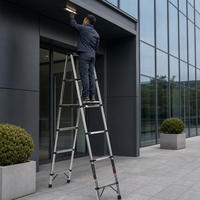 Fournisseur en gros d'échelles télescopiques en acier inoxydable, échelle à marches en forme de A, antidérapante, antirouille, durable, approvisionnement en vrac