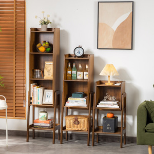 Zhui Zhu Multi Tier Bookshelf <b>Small</b> Wooden <b>Bookcase</b> With Back Space Saving For Living Room Storage Rack - Product Image 4
