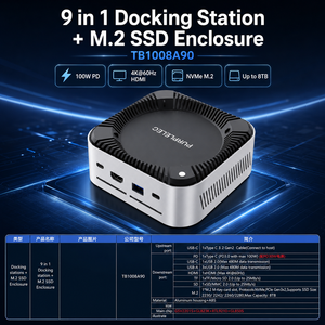 Station d'accueil USB-C 9-en-1 avec boîtier SSD M.2 NVMe, <span class=keywords><strong>HDMI</strong></span> 4K*60Hz, 4 ports USB 2.0, SD/TF, PD 100W, <span class=keywords><strong>hub</strong></span> compact en aluminium pour ordinateur portable - Product Image 2