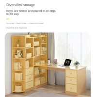 Bureau d'angle intégré pour la maison, le bureau, la chambre, l'étude des étudiants, table d'ordinateur pliable en bois réglable avec étagère