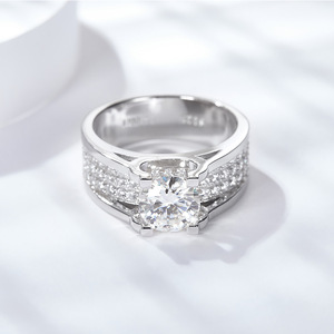 럭셔리 남성용 반지 <span class=keywords><strong>1CT</strong></span> 2CT 라운드 브릴리언트 컷 패스 다이아몬드 테스터 D 컬러 모이사나이트 암소 헤드 모이사나이트 반지 남성용 파티 - Product Image 5